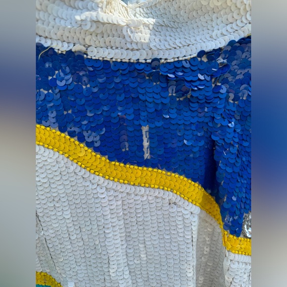Vintage Cache Nautical Sequin Coat, oversized small. - Picture 4 of 11